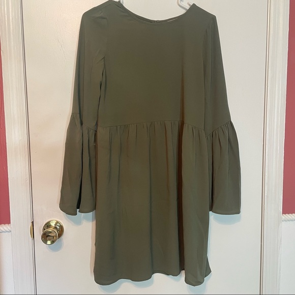 ASOS Olive Green Dress with Bell Sleeves - Picture 4 of 6